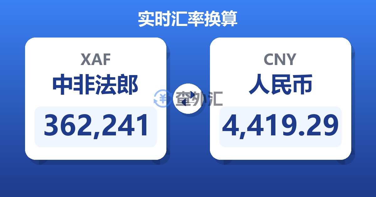 362,241中非法郎兑人民币