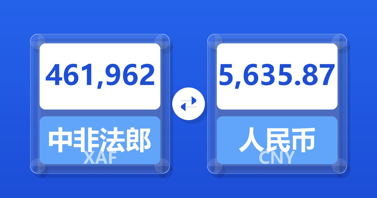 461,962中非法郎兑人民币