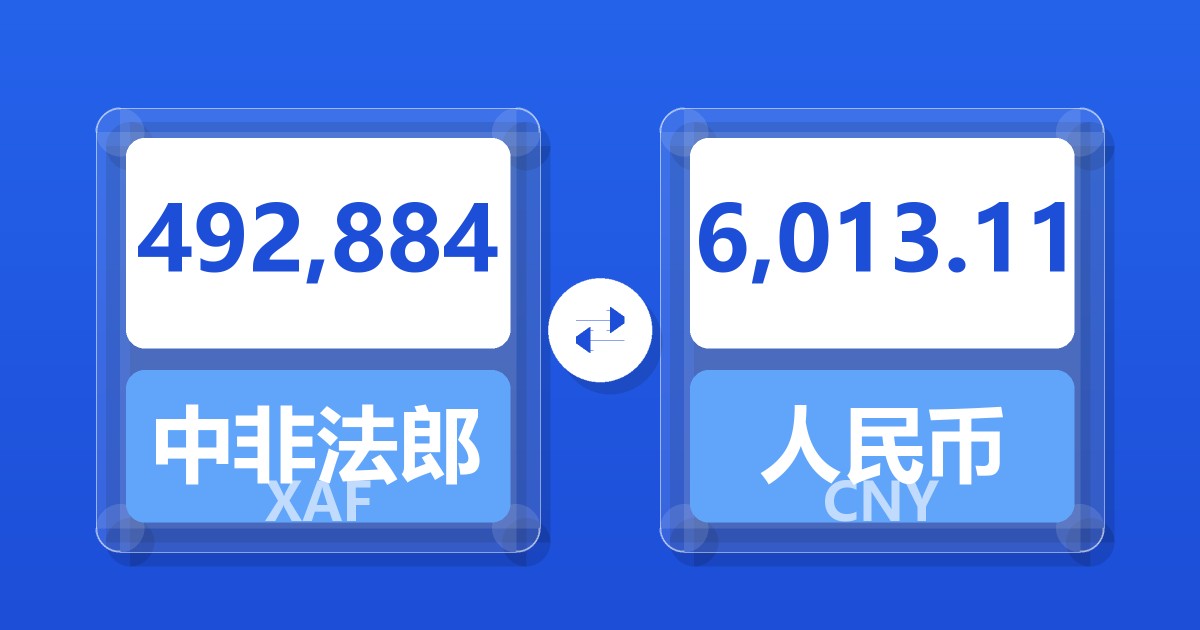 492,884中非法郎兑人民币