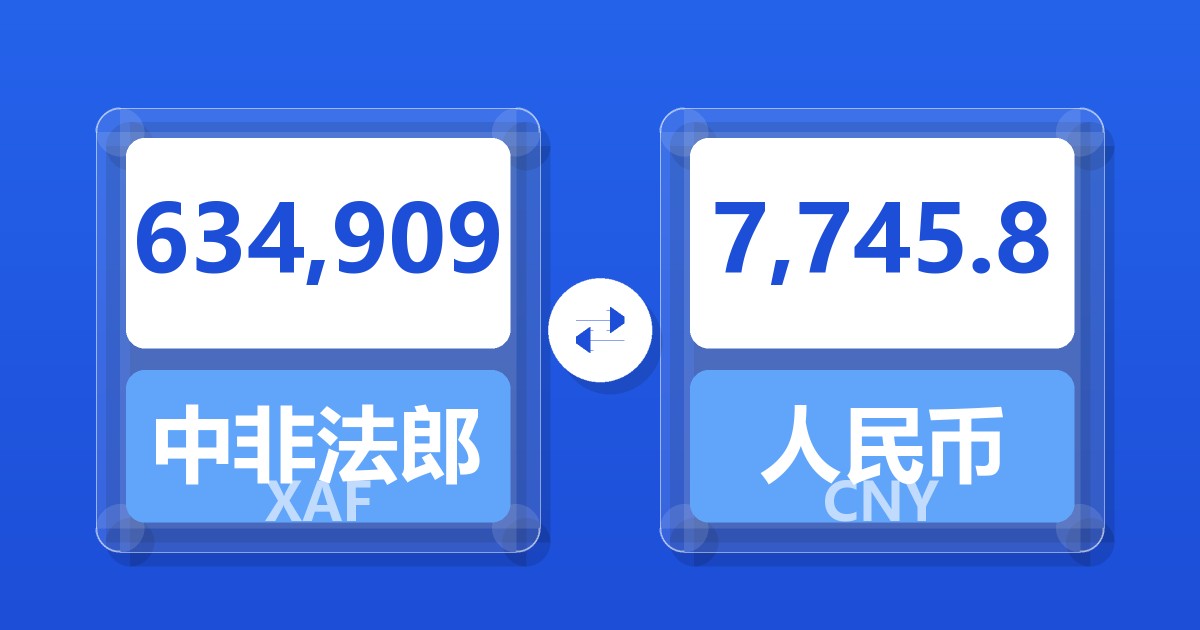 634,909中非法郎兑人民币