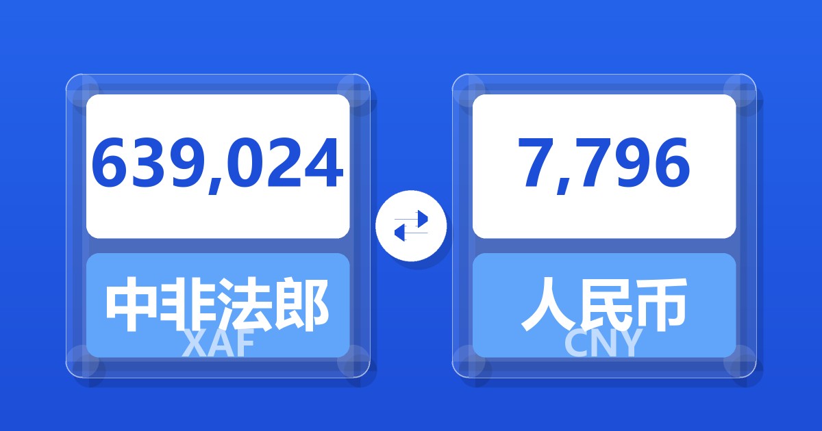639,024中非法郎兑人民币