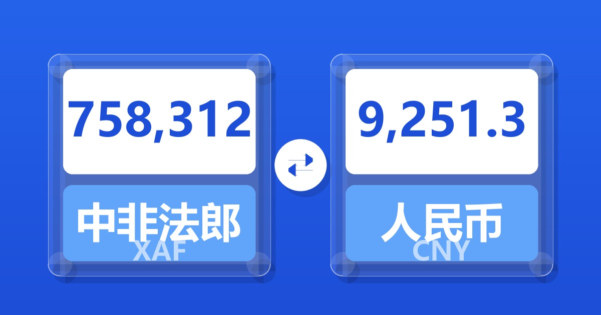 758,312中非法郎兑人民币