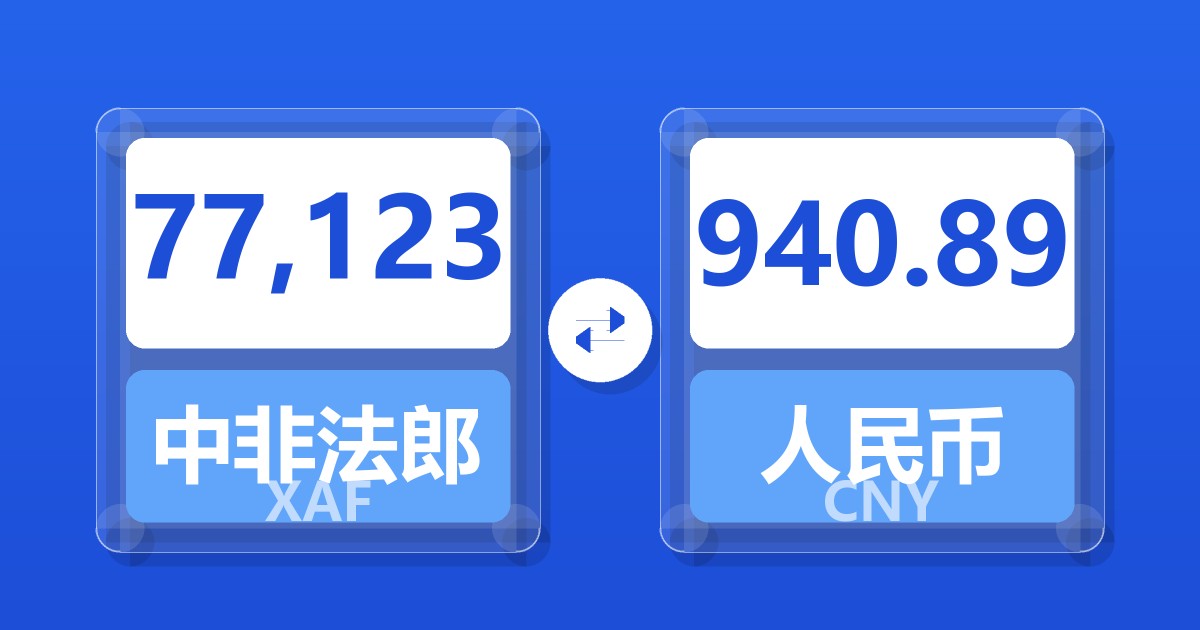 77,123中非法郎兑人民币