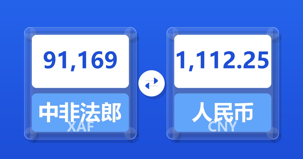 91,169中非法郎兑人民币