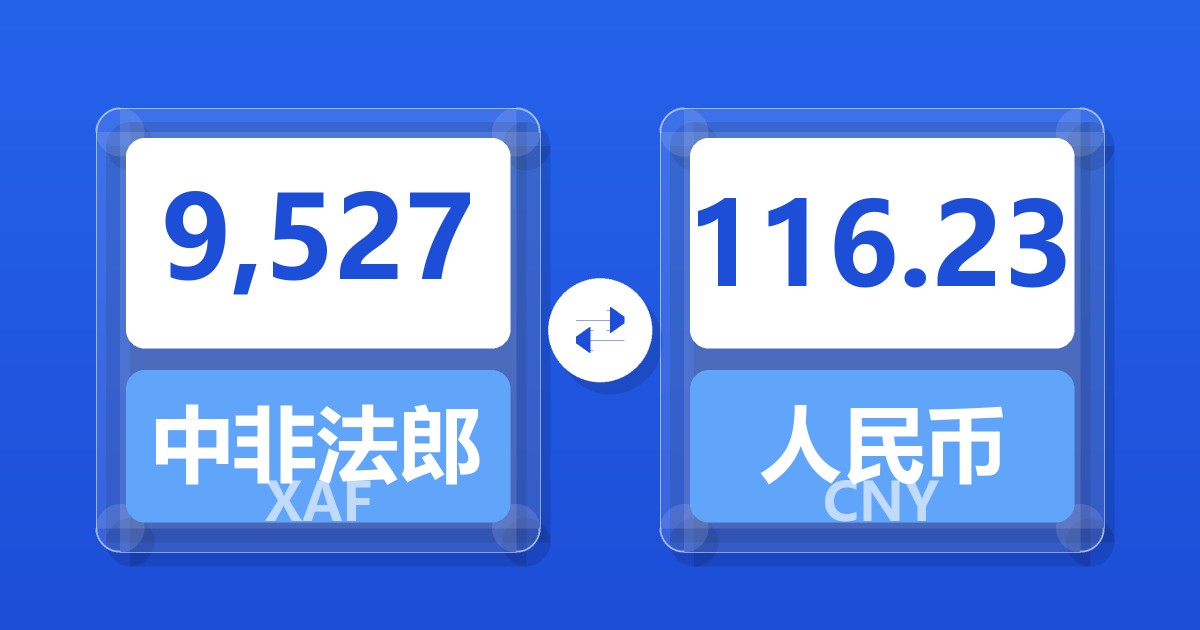 9,527中非法郎兑人民币