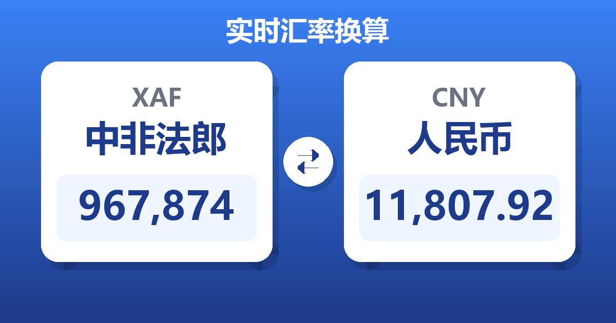 967,874中非法郎兑人民币