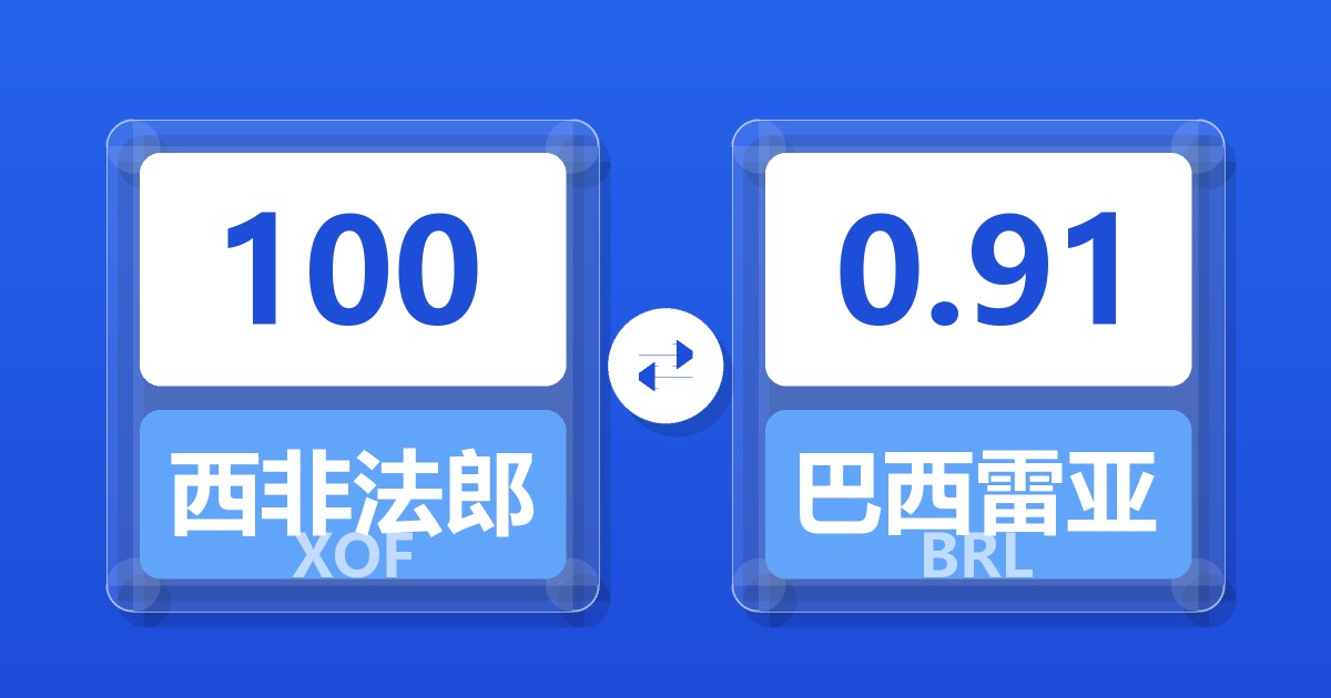 100西非法郎兑巴西雷亚尔