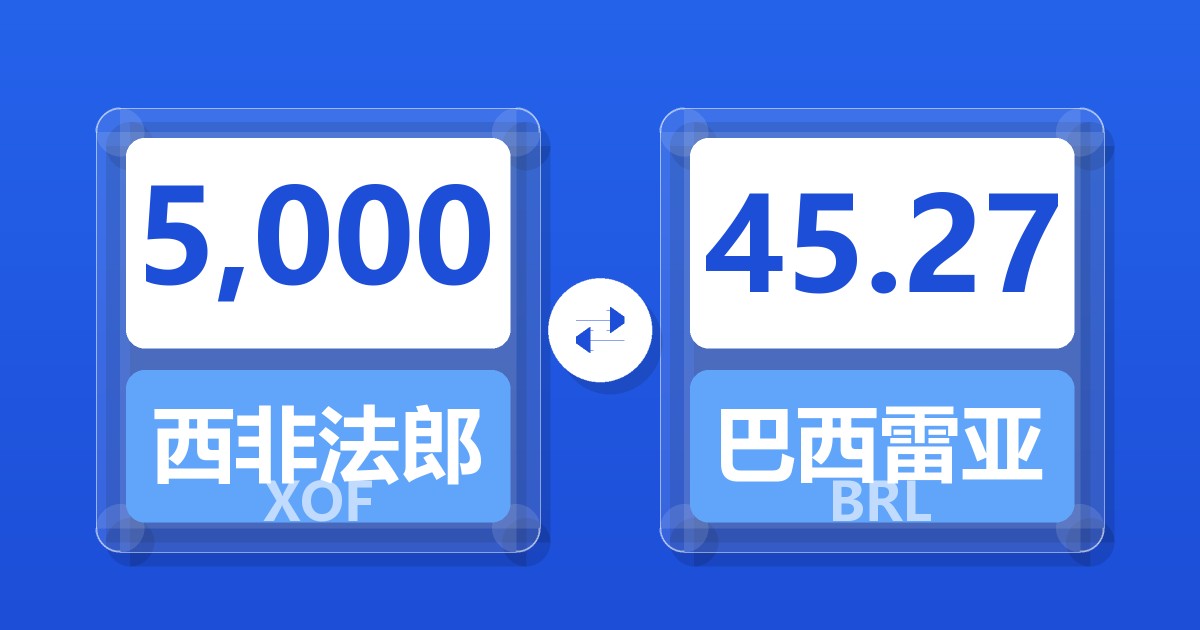 5,000西非法郎兑巴西雷亚尔