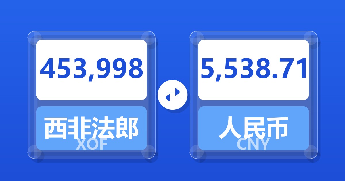 453,998西非法郎兑人民币