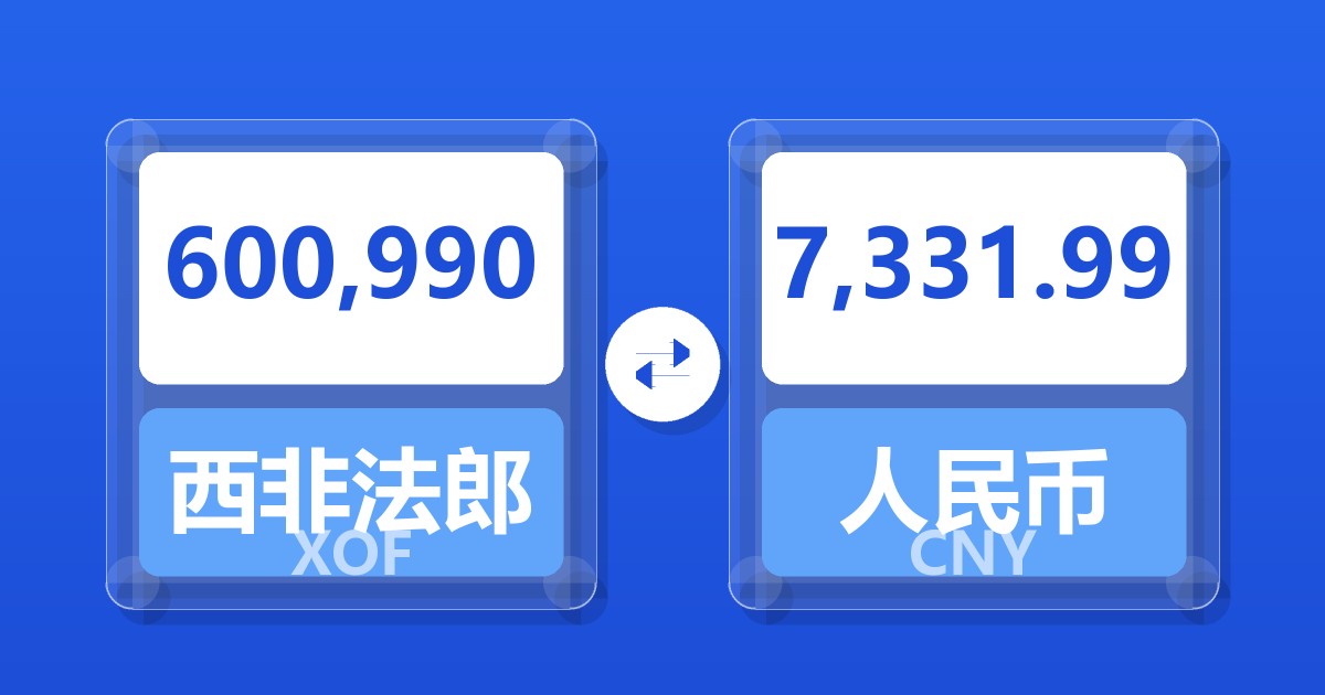600,990西非法郎兑人民币