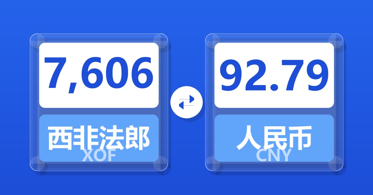 7,606西非法郎兑人民币
