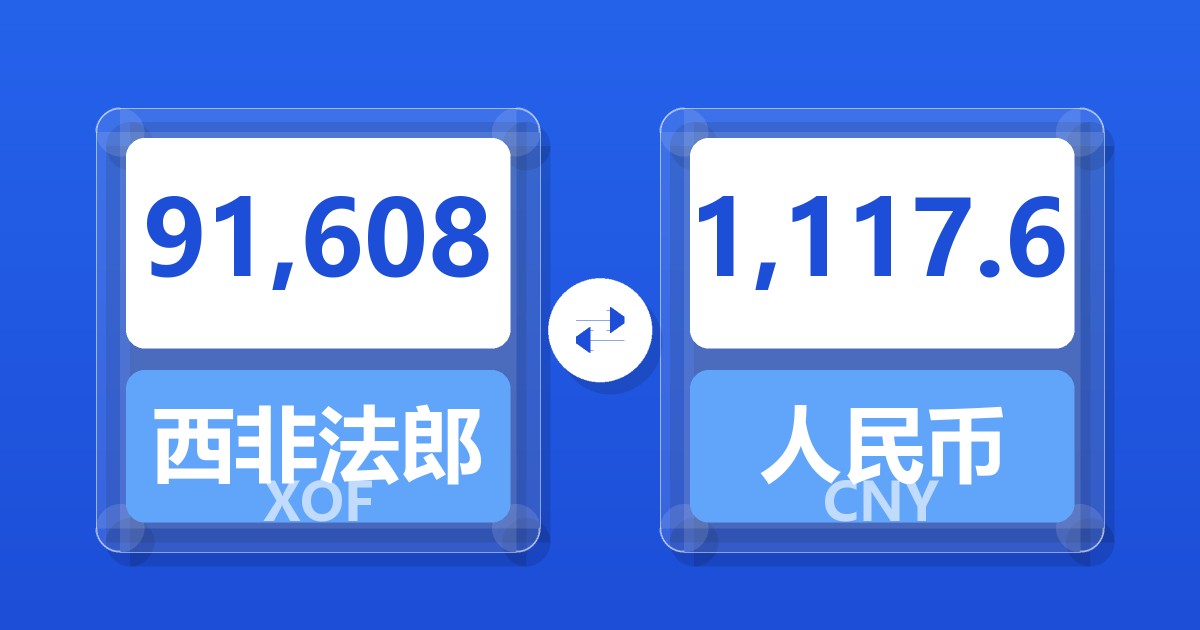 91,608西非法郎兑人民币