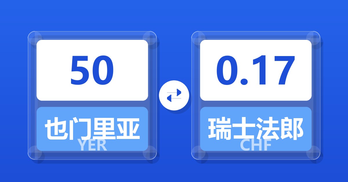 50也门里亚尔兑瑞士法郎