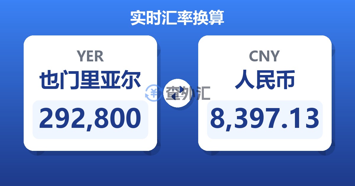 292,800也门里亚尔兑人民币