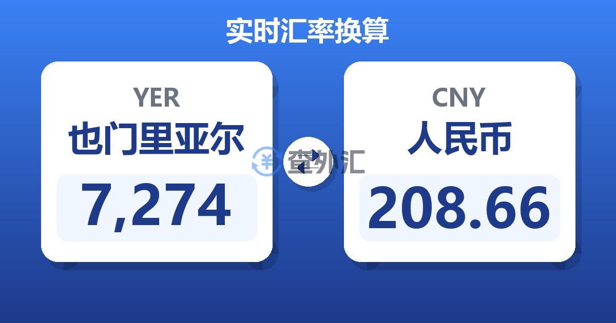 7,274也门里亚尔兑人民币