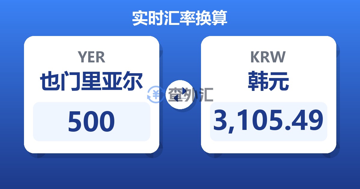500也门里亚尔兑韩元