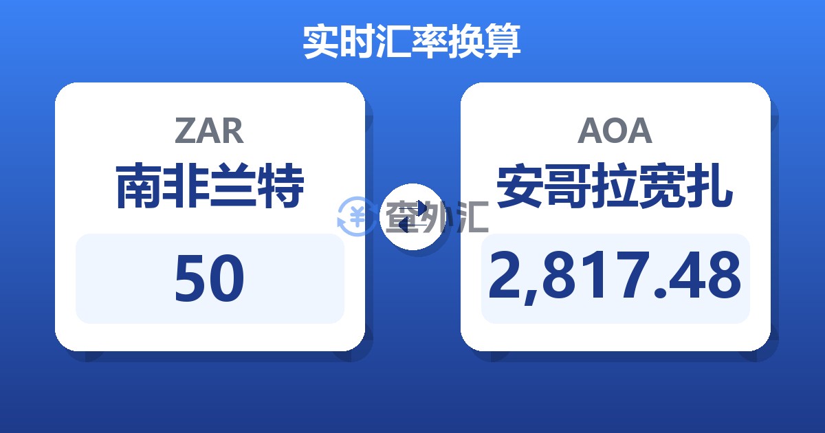 50南非兰特兑安哥拉宽扎