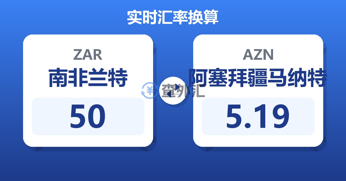 50南非兰特兑阿塞拜疆马纳特