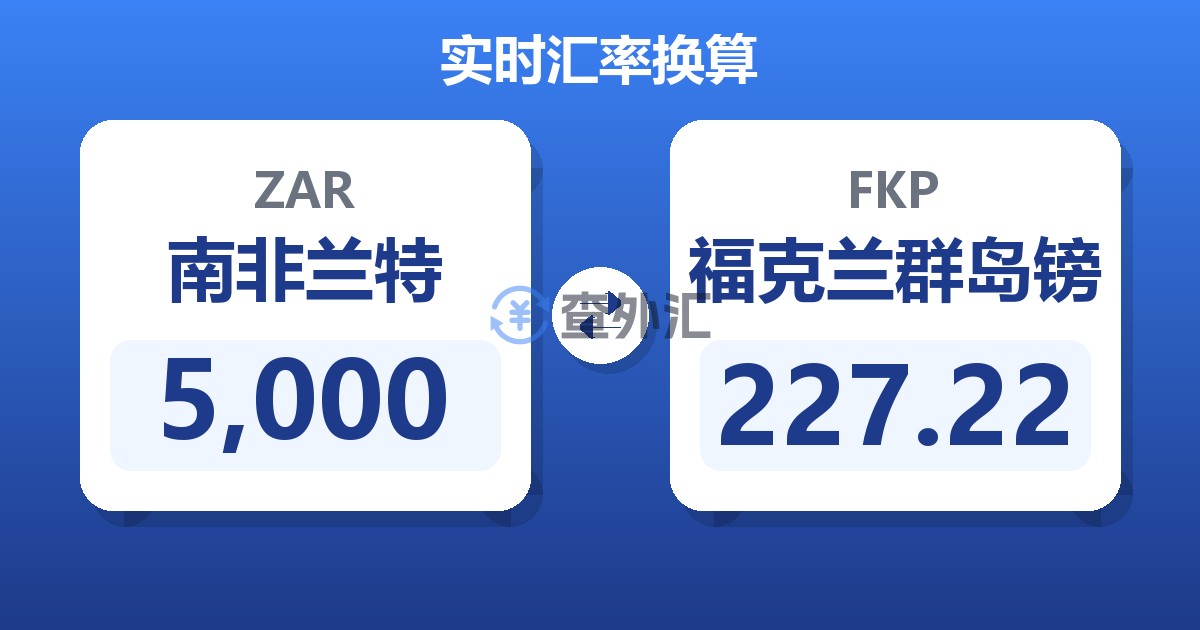 5,000南非兰特兑福克兰群岛镑
