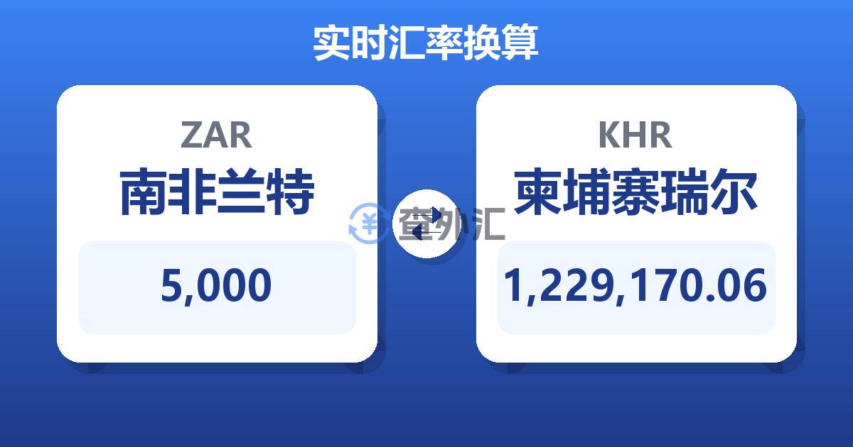 5,000南非兰特兑柬埔寨瑞尔