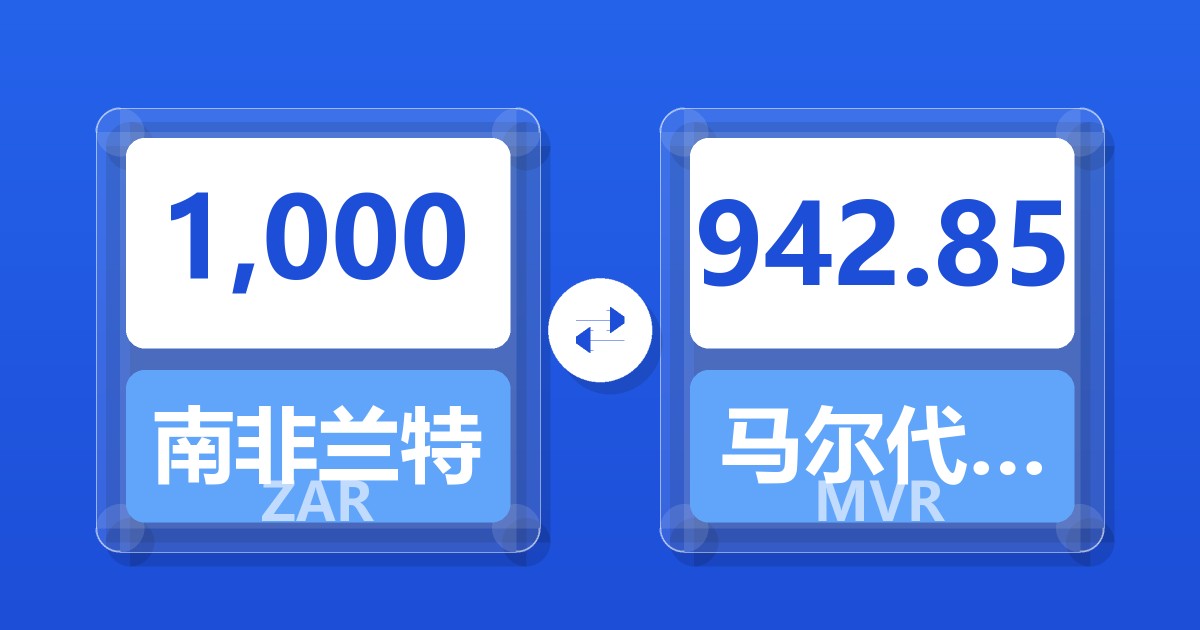 1,000南非兰特兑马尔代夫拉菲亚