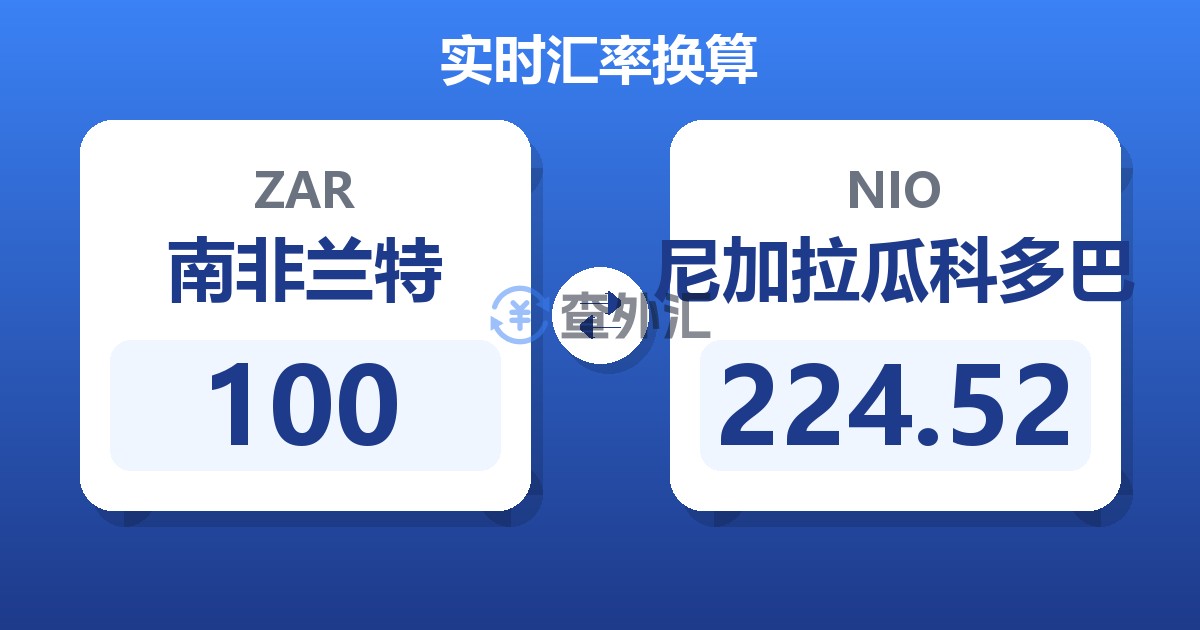 100南非兰特兑尼加拉瓜科多巴