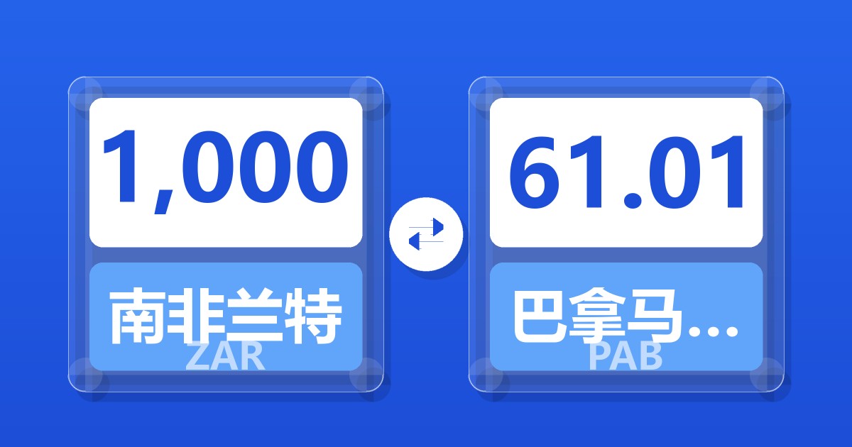 1,000南非兰特兑巴拿马巴波亚