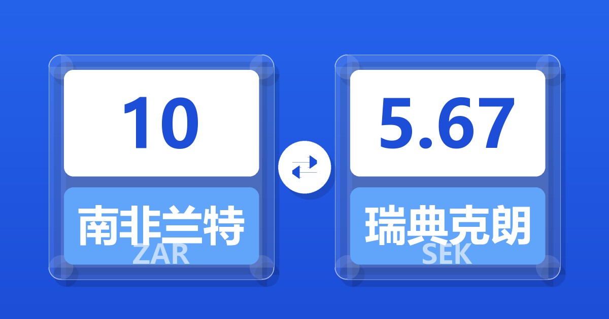 10南非兰特兑瑞典克朗