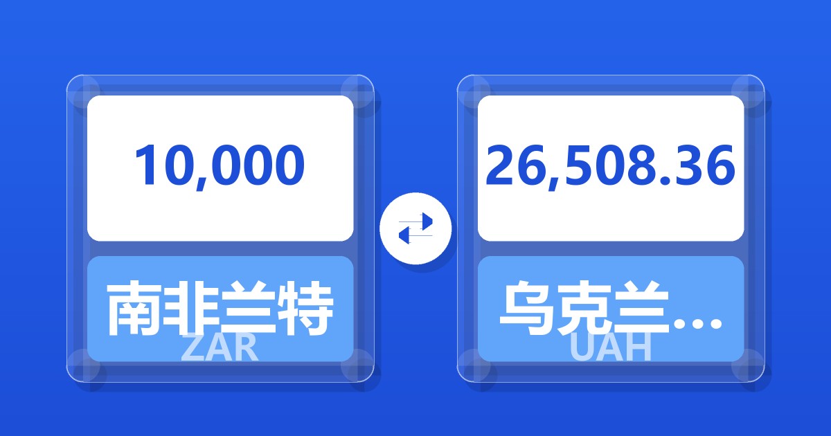10,000南非兰特兑乌克兰格里夫纳
