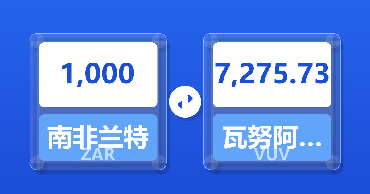 1,000南非兰特兑瓦努阿图瓦图