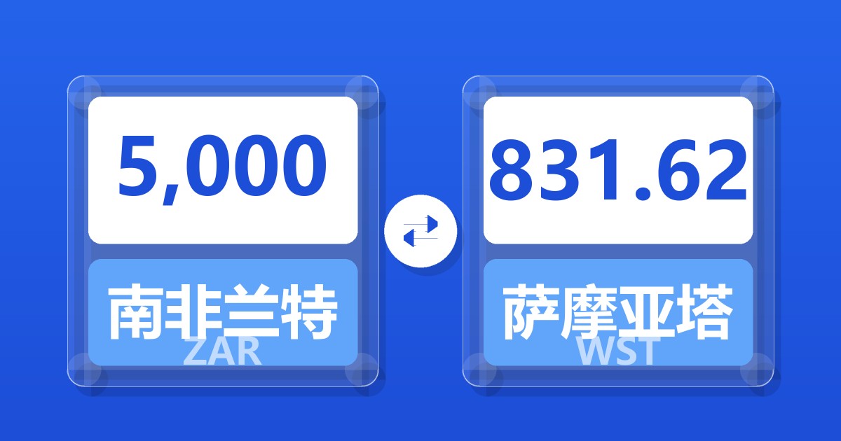 5,000南非兰特兑萨摩亚塔拉