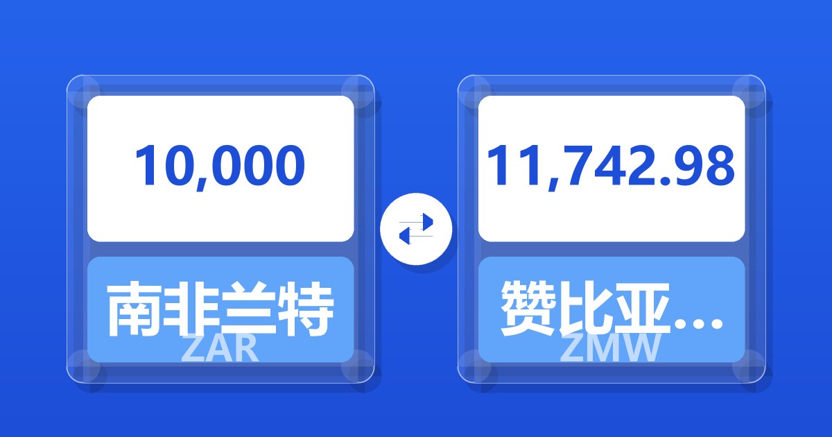 10,000南非兰特兑赞比亚克瓦查