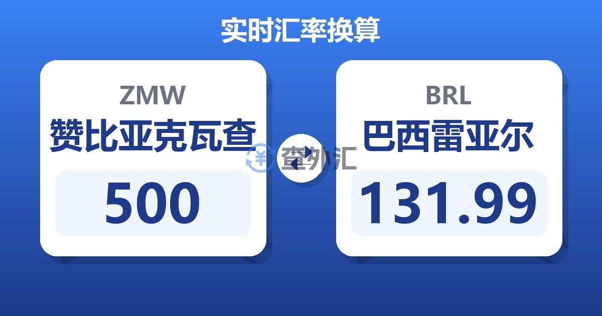 500赞比亚克瓦查兑巴西雷亚尔