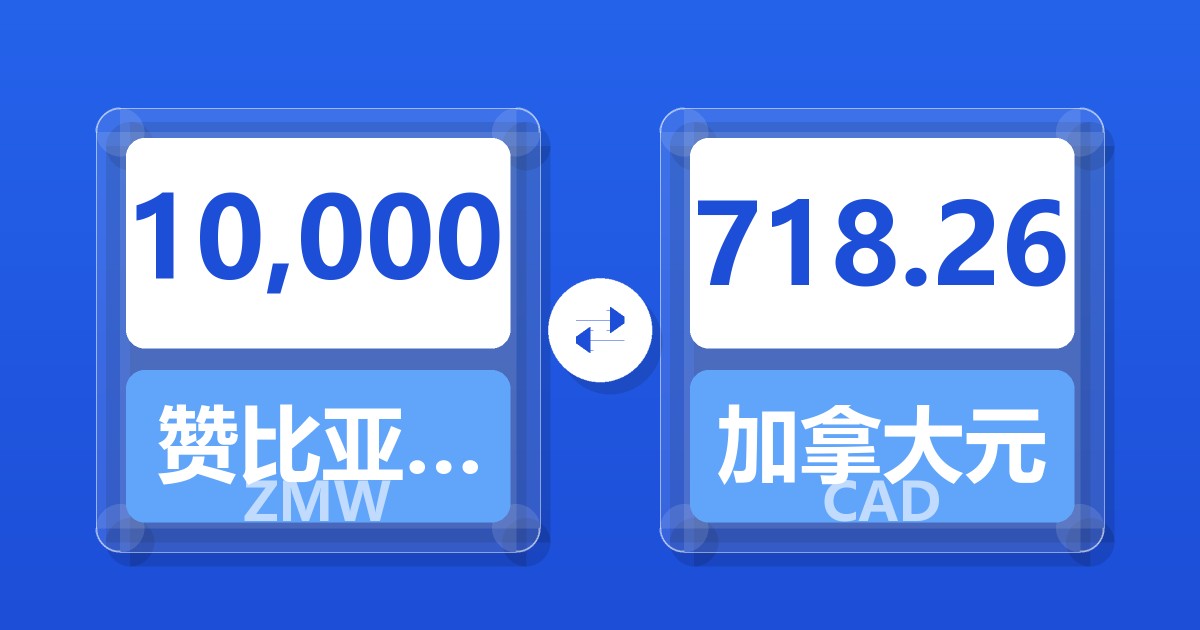 10,000赞比亚克瓦查兑加拿大元
