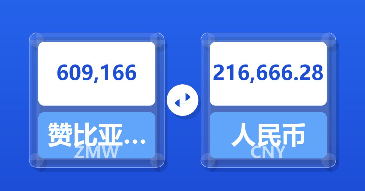 609,166赞比亚克瓦查兑人民币