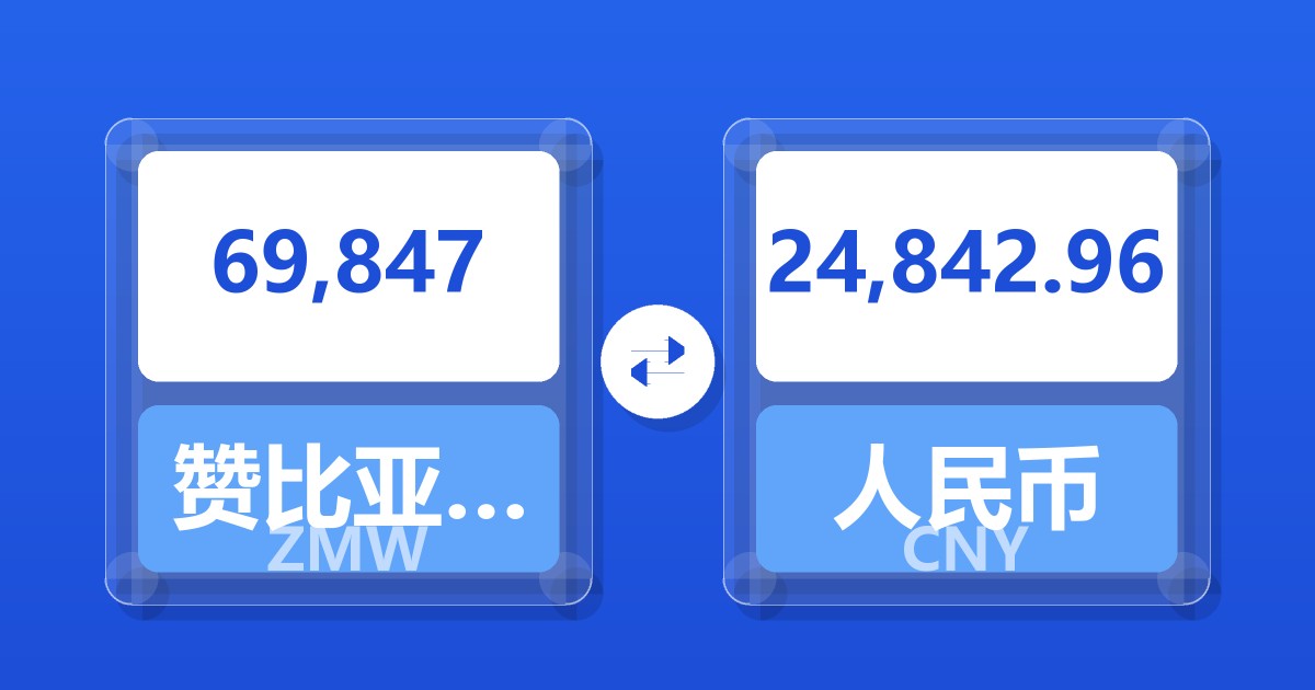 69,847赞比亚克瓦查兑人民币