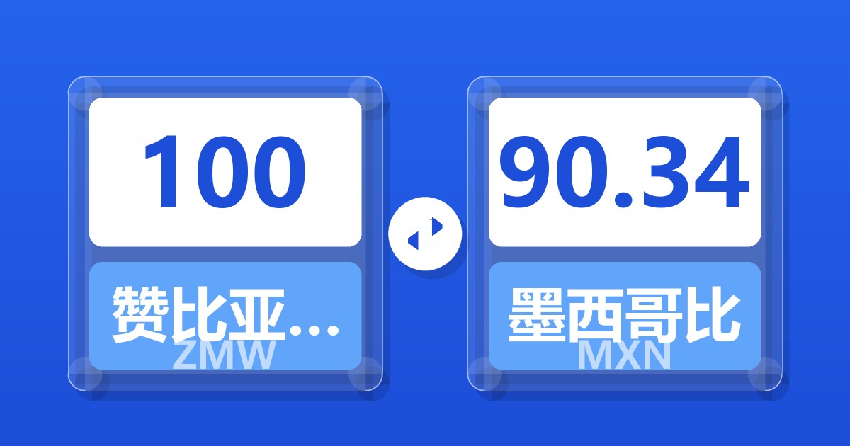 100赞比亚克瓦查兑墨西哥比索