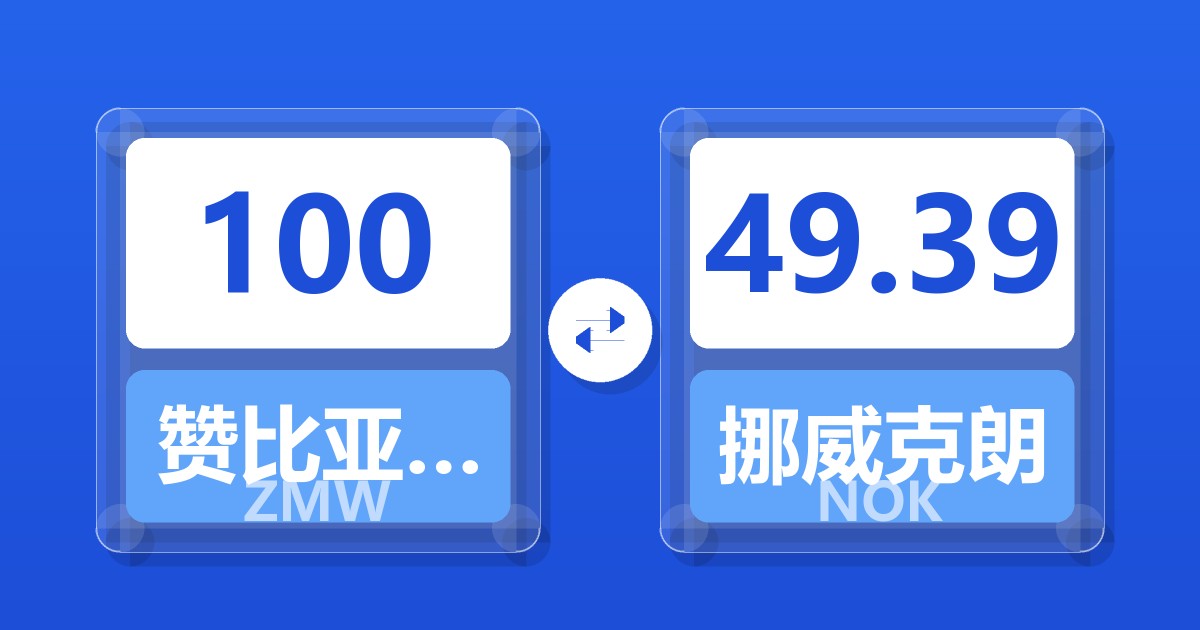 100赞比亚克瓦查兑挪威克朗