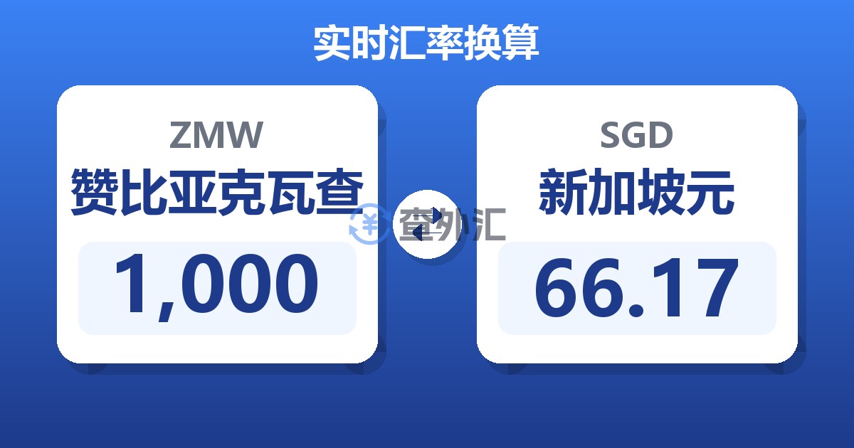 1,000赞比亚克瓦查兑新加坡元