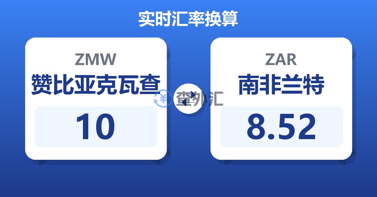 10赞比亚克瓦查兑南非兰特