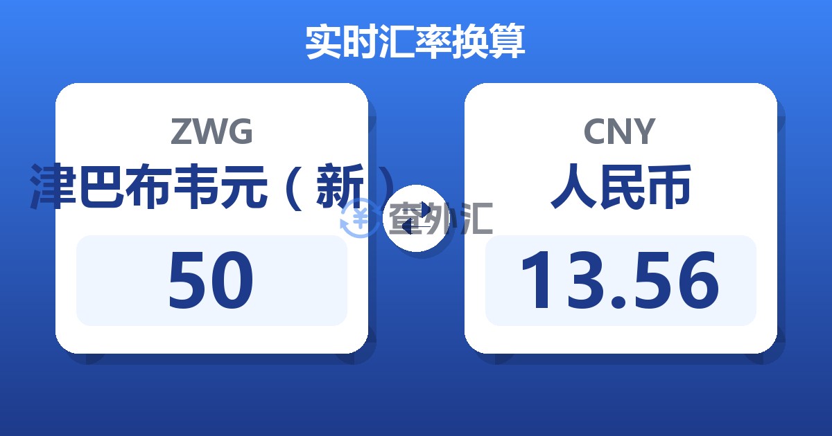 50津巴布韦元（新）兑人民币