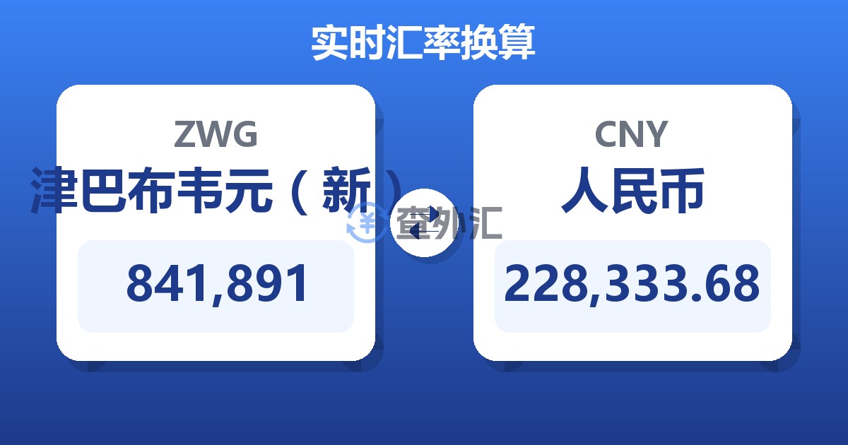 841,891津巴布韦元（新）兑人民币
