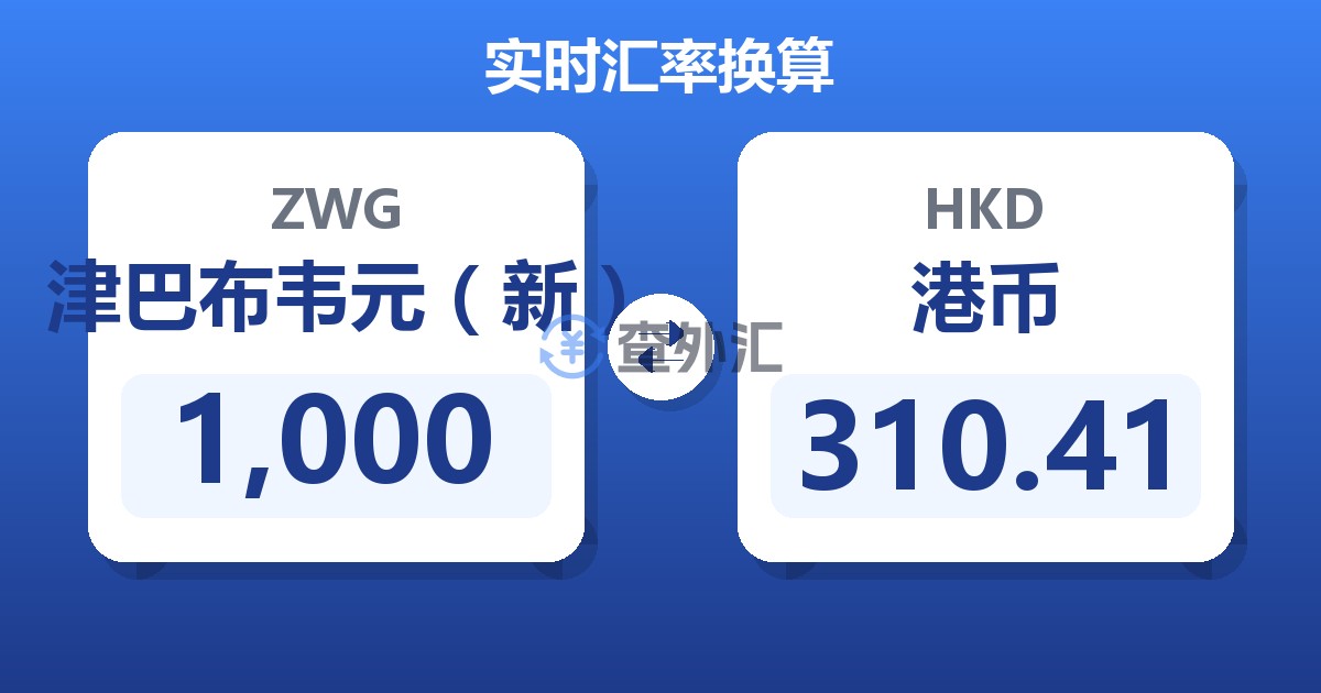 1,000津巴布韦元（新）兑港币