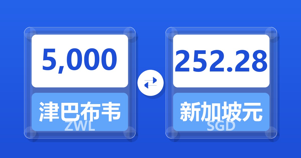5,000津巴布韦元兑新加坡元