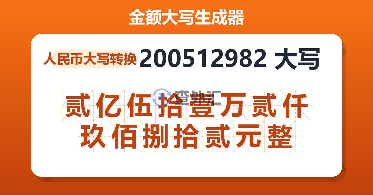 200512982大写 贰亿伍拾壹万贰仟玖佰捌拾贰元整