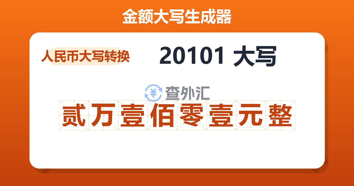 20101大写 贰万壹佰零壹元整