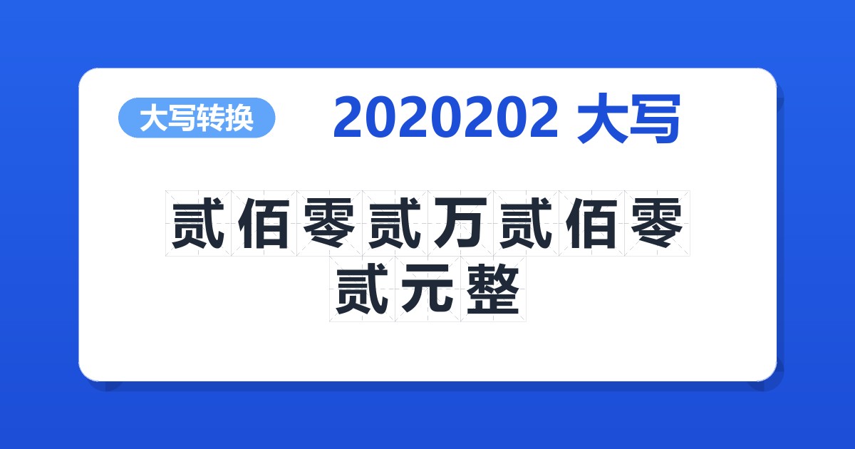 2020202大写 贰佰零贰万贰佰零贰元整