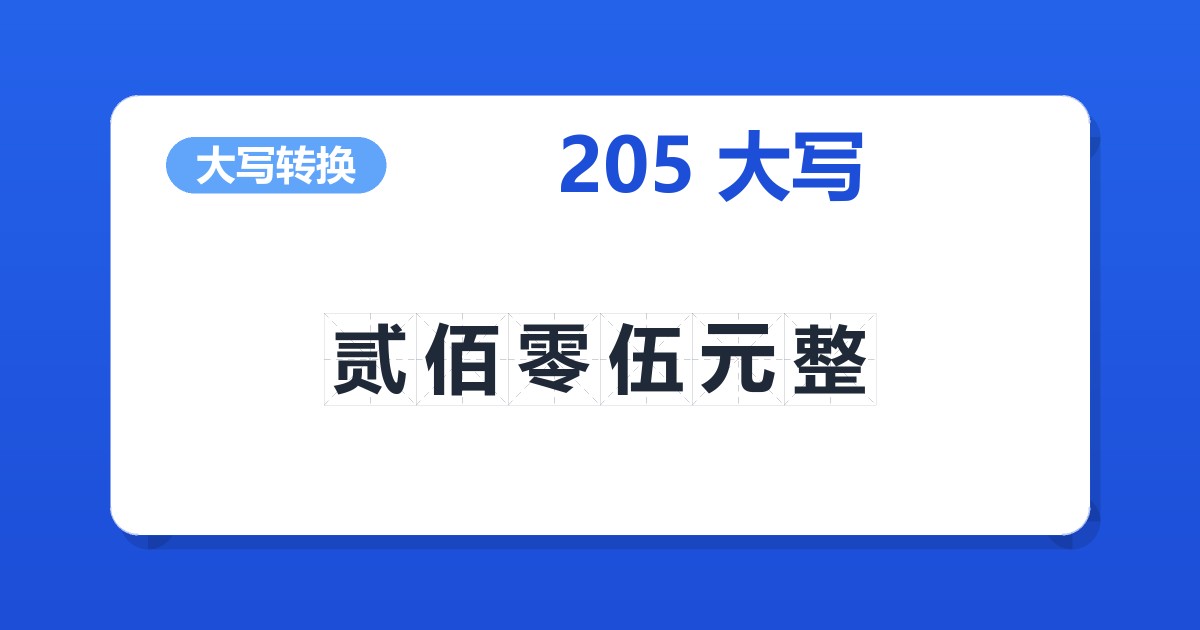 205大写 贰佰零伍元整
