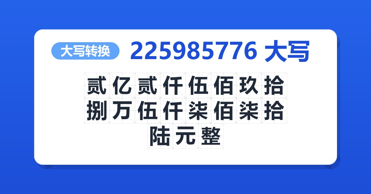 225985776大写 贰亿贰仟伍佰玖拾捌万伍仟柒佰柒拾陆元整