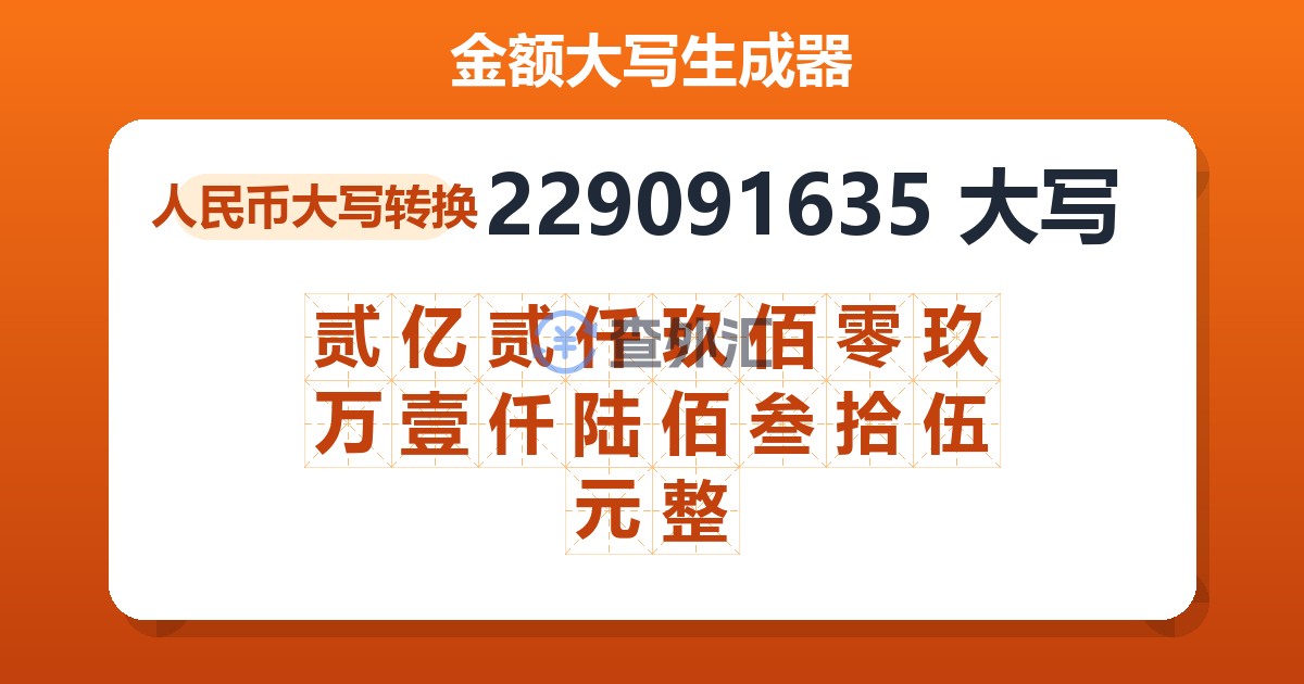 229091635大写 贰亿贰仟玖佰零玖万壹仟陆佰叁拾伍元整